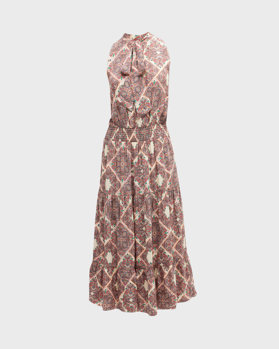 Jillian Printed Halter Midi Dress